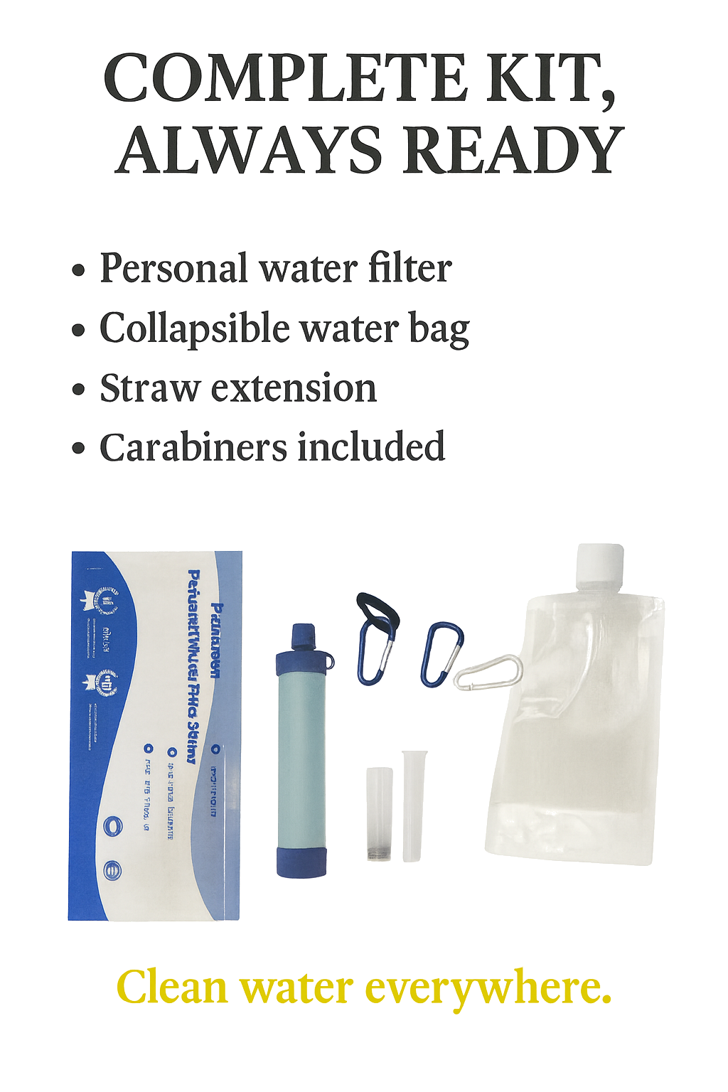 YSSP HydraPure™ Portable Water Filter Straw – 5-Stage Survival Purifier for Hiking, Camping, Travel & Emergency Preparedness