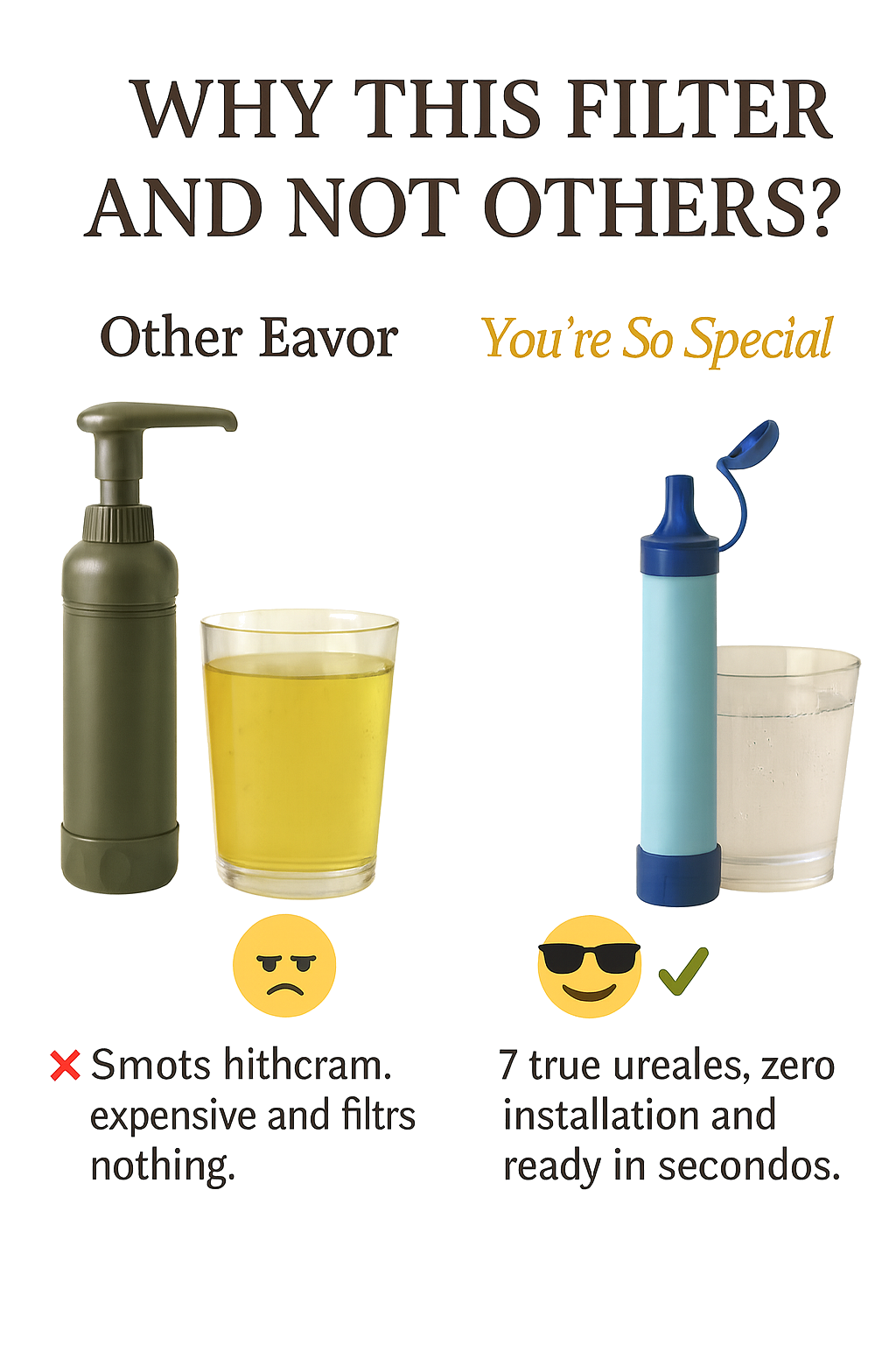 YSSP HydraPure™ Portable Water Filter Straw – 5-Stage Survival Purifier for Hiking, Camping, Travel & Emergency Preparedness