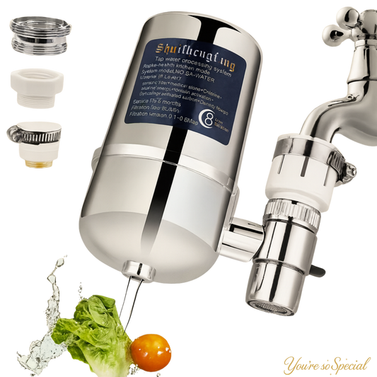 YSSP AquaFlow™ | 8-Stage Stainless Steel Faucet Water Filter | Drink, Wash & Cook with Pure, Fresh Water — No Plastic, No Waste.