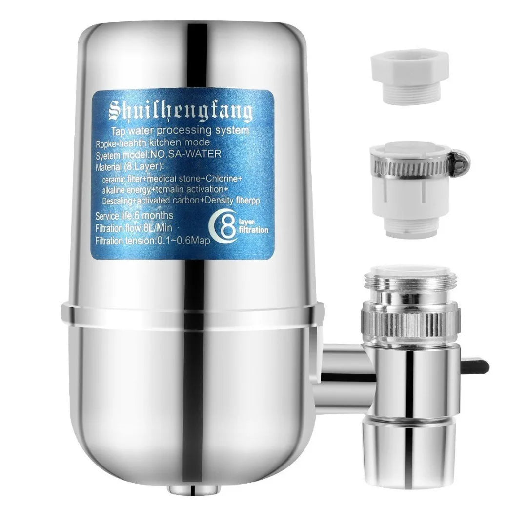 YS Special HydraPure™ | Filtro de agua para grifo 8 capas en acero inoxidable 304 | Reduce cloro, olores y sedimentos