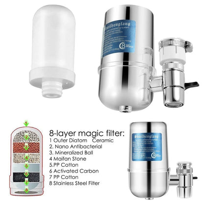 YS Special HydraPure™ | Filtro de agua para grifo 8 capas en acero inoxidable 304 | Reduce cloro, olores y sedimentos